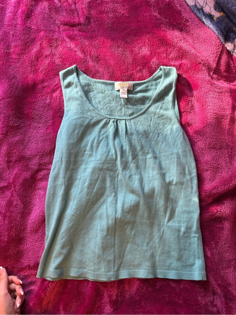 Talbots Petite Scoop Neck Tank Top in Light Teal
